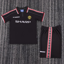 1998 Man United Black Kids Retro Soccer Jersey+Shorts