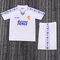 1996-1997 Real Madrid Home Kids Retro Soccer Jersey+Shorts