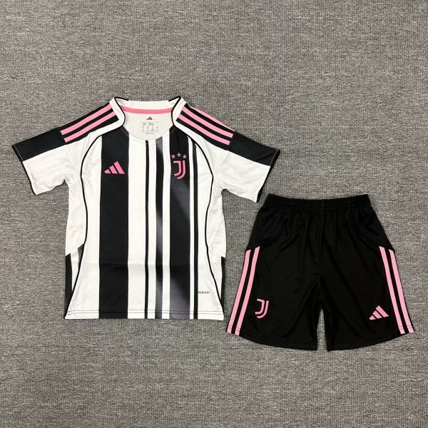 25/26 Juventus Home Kids Soccer Jersey+Shorts
