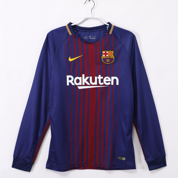 2017-2018 Barcelona Home Adult Retro LS Soccer Jersey