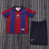 1998-1999 Barcelona Home Kids Retro Soccer Jersey+Shorts
