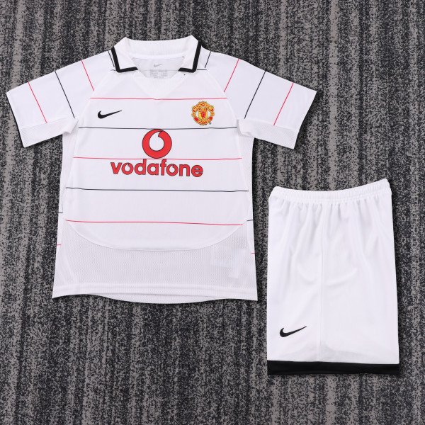 2003-2005 Man United Away Kids Retro Soccer Jersey+Shorts