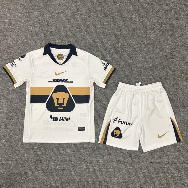 25/26 Pumas UNAM Home Kids Soccer Jersey+Shorts