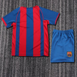 2004-2005 Barcelona Home Kids Retro Soccer Jersey+Shorts