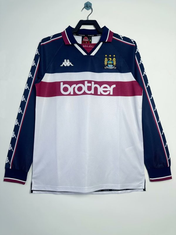1997-1998 Man City Away Adult Retro LS Soccer Jersey
