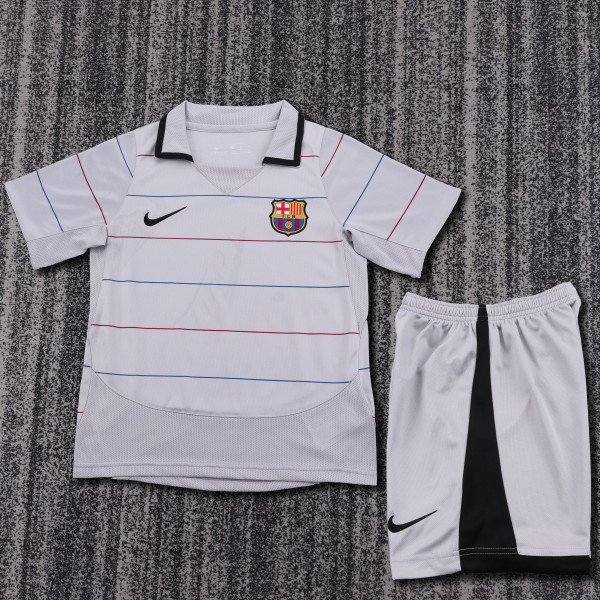 2003-2004 Barcelona Away Kids Retro Soccer Jersey+Shorts