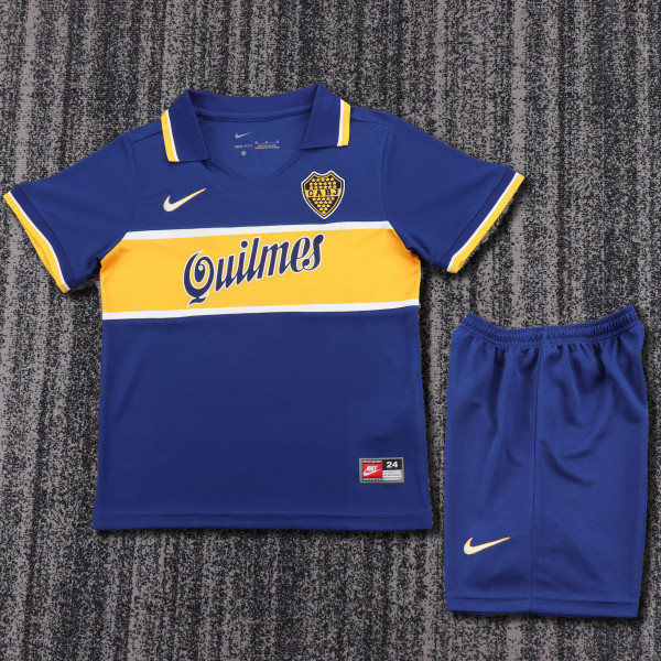 1996-1997 Boca Juniors Home Kids Retro Soccer Jersey+Shorts