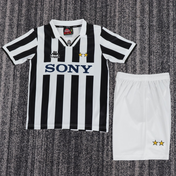 1995-1997 Juventus Home Kids Retro Soccer Jersey+Shorts