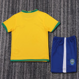 2006 Brazil Home Kids Retro Soccer Jersey+Shorts