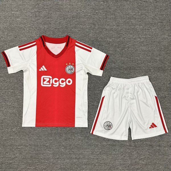 25/26 Ajax Home Kids Soccer Jersey+Shorts