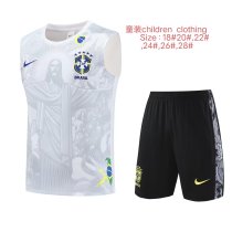 25/26 Brazil Kids Sleeveless Training Jersey+Shorts Suit