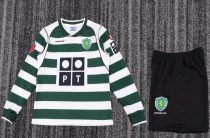 2001-2003 Sporting CP Home Kids Retro LS Soccer Jersey+Shorts