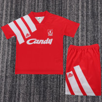 1991-1992 Liverpool Home Kids Retro Soccer Jersey+Shorts