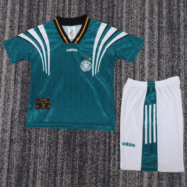 1996 Germany Away Kids Retro Soccer Jersey+Shorts