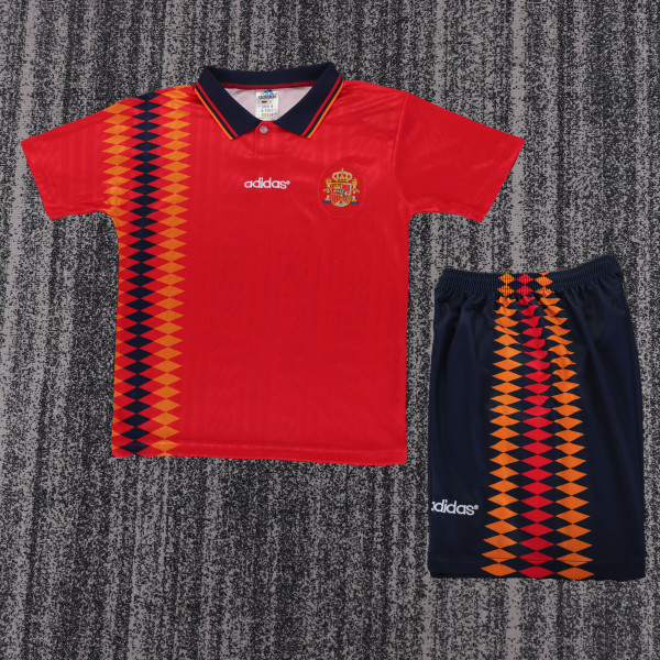 1994 Spain Home Kids Retro Soccer Jersey+Shorts