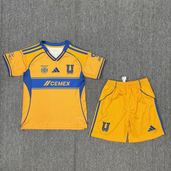 25/26 Tigres UANL Home Kids Soccer Jersey+Shorts