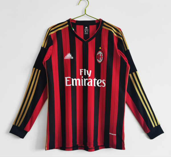 2013-2014 AC Milan Home Adult Retro LS Soccer Jersey