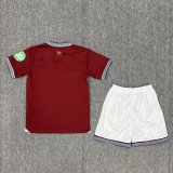 25/26 West Ham United Home Kids Soccer Jersey+Shorts