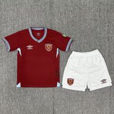 25/26 West Ham United Home Kids Soccer Jersey+Shorts
