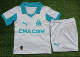 25/26 Olympique de Marseille Home Kids Soccer Jersey+Shorts