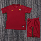 2017-2018 AS Roma Home Kids Retro Soccer Jersey+Shorts