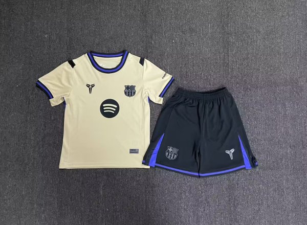 25/26 Barcelona Away Kids Soccer Jersey+Shorts