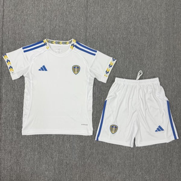 25/26 Leeds United Home Kids Soccer Jersey+Shorts