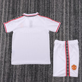 1998-1999 Man United White Kids Retro Soccer Jersey+Shorts