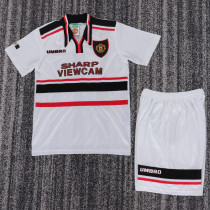 1998-1999 Man United Away Kids Retro Soccer Jersey+Shorts