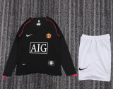 2007-2008 Man United Away Kids Retro LS Soccer Jersey+Shorts