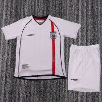 2002 England Home Kids Retro Soccer Jersey+Shorts