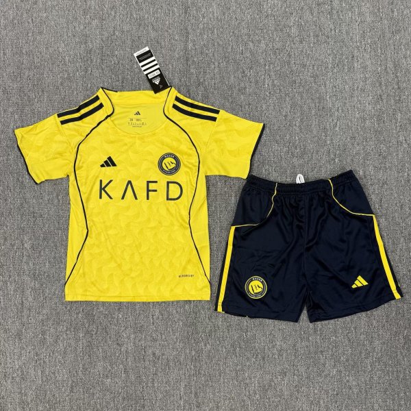25/26 Al Nassr Home Kids Soccer Jersey+Shorts