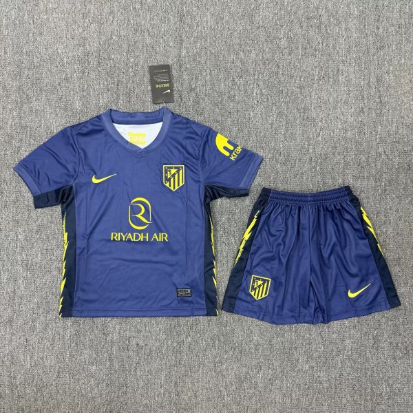 25/26 Atletico Madrid Away Kids Soccer Jersey+Shorts