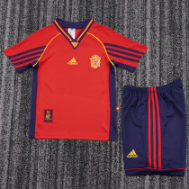 1998 Spain Home Kids Retro Soccer Jersey+Shorts