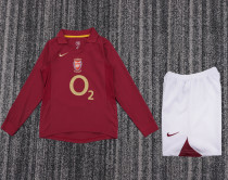 2005-2006 Arsenal Home Kids Retro LS Soccer Jersey+Shorts