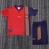1996 Spain Home Kids Retro Soccer Jersey+Shorts