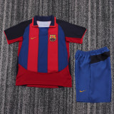 2003-2004 Barcelona Home Kids Retro Soccer Jersey+Shorts
