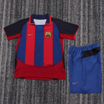2003-2004 Barcelona Home Kids Retro Soccer Jersey+Shorts