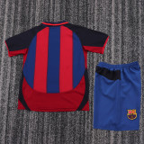 2003-2004 Barcelona Home Kids Retro Soccer Jersey+Shorts