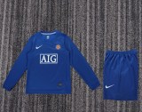 2008-2009 Man United Third Kids Retro LS Soccer Jersey+Shorts