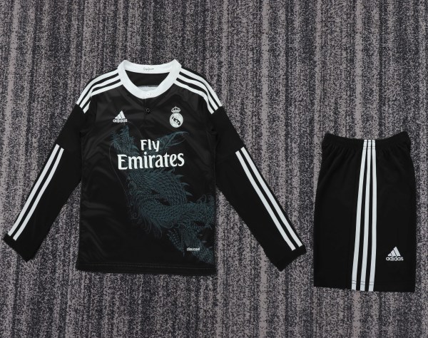 2014-2015 Real Madrid Third Kids Retro LS Soccer Jersey+Shorts