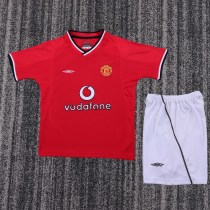 2000-2002 Man United Home Kids Retro Soccer Jersey+Shorts