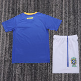 2010 Brazil Away Kids Retro Soccer Jersey+Shorts