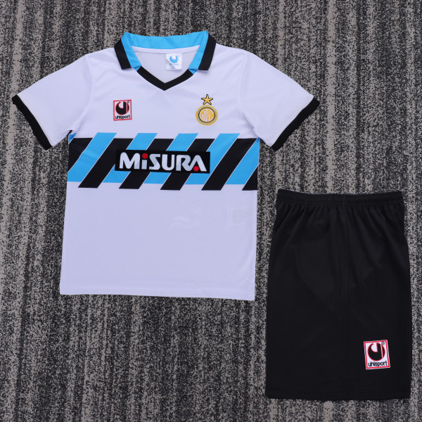 1990-1991 Inter Milan Away Kids Retro Soccer Jersey+Shorts
