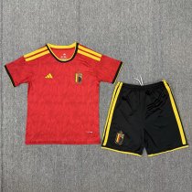 2026 World Cup Belgium Home Kids Soccer Jersey+Shorts