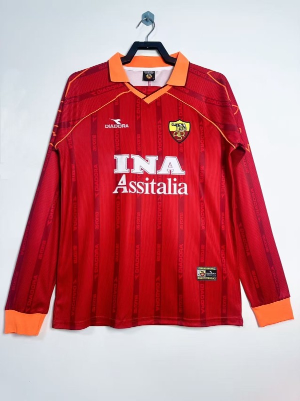 1999-2000 As Roma Home Adult Retro LS Soccer Jersey