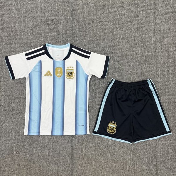 2026 World Cup Argentina Home Kids Soccer Jersey+Shorts