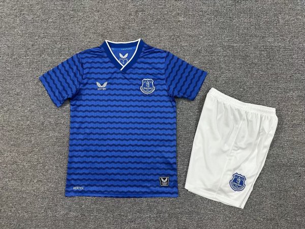 25/26 Everton Home Kids Soccer Jersey+Shorts