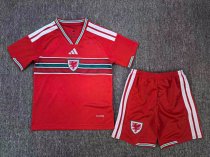 2026 World Cup Wales Home Kids Soccer Jersey+Shorts