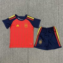 2026 World Cup Spain Home Kids Soccer Jersey+Shorts
